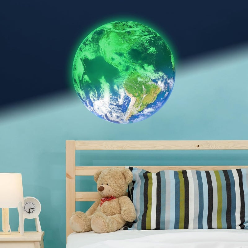 Robmoda Glow in The Dark Earth for Ceiling, Luminous Planet Wall Sticker, Kids Bedroom Wall Decal, Sticky Fluorescence Earth, Gift for Boys and Girls (Green) - Image 4